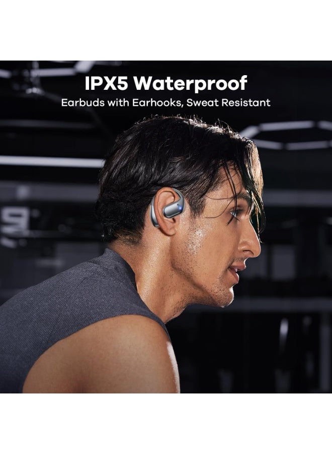 Bukela Open Ear Headphones Wireless Bluetooth 5.49, 60 hrs Play 8D Sound Earphone Sport Earbuds with LED Display Over-Ear Buds with Ear Hooks Built-in Mic Headset for Sport Running Workout Driving (Black) - Image 3